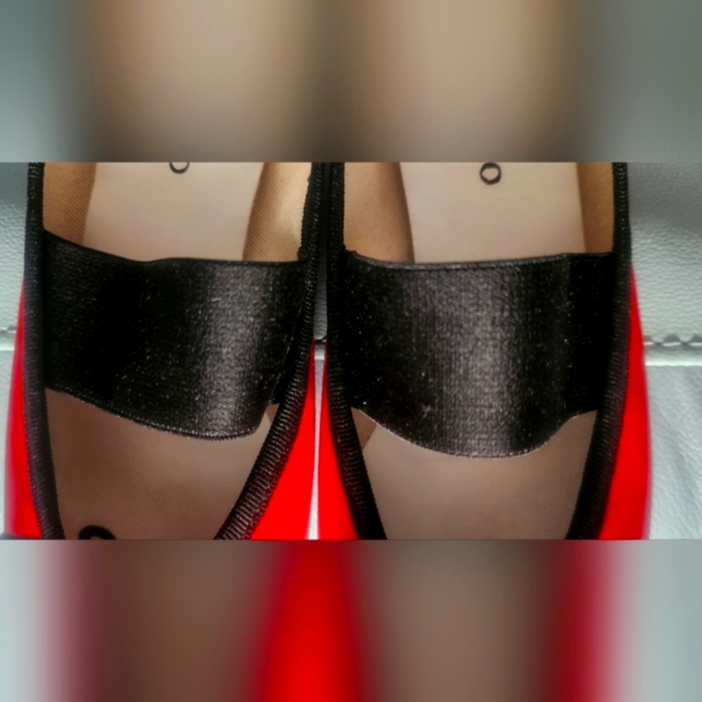 Repetto red satin and blk velvet trim ballerina flats - Picture 6 of 11